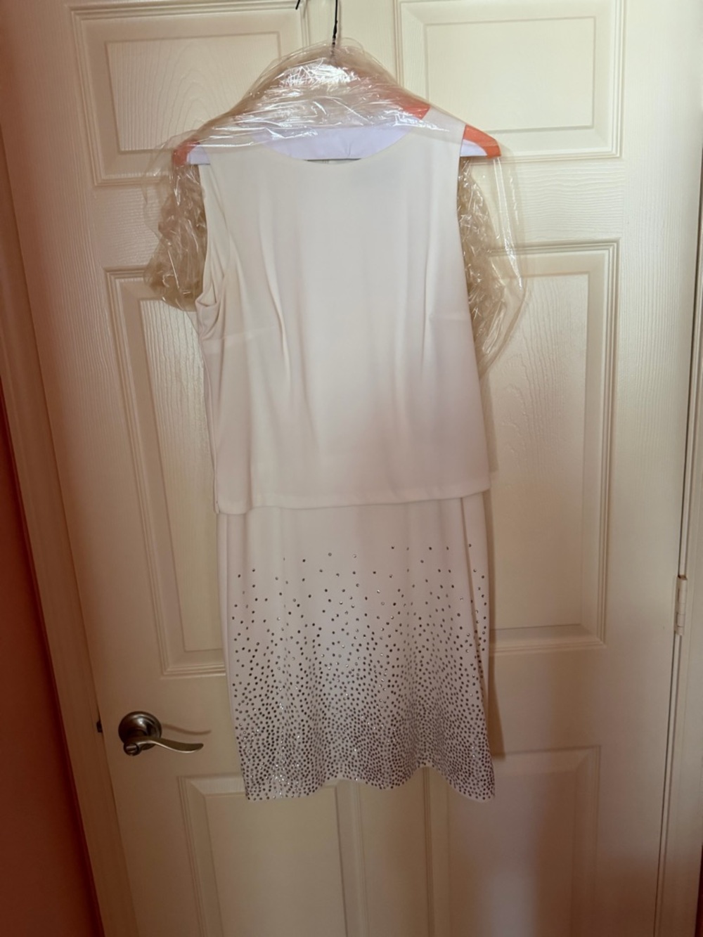 Rachel Kate White Sleeveless Dress with Scattered Silver Accents